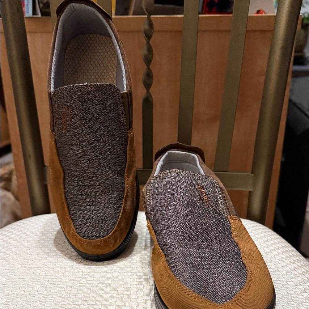 Brown and Gray Slip-On Men's Shoes
